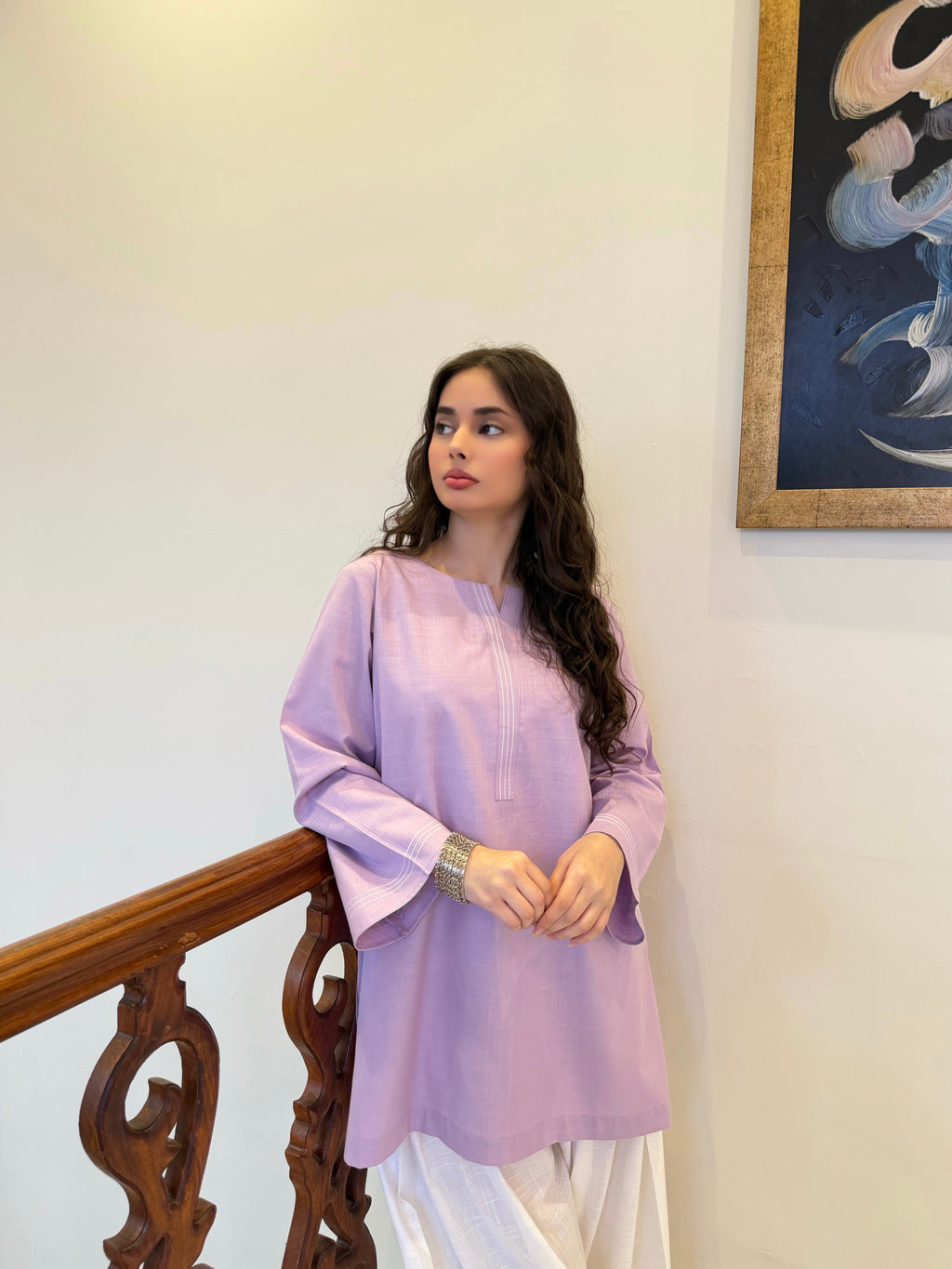 Lilac Classic Farshi Set - 2 pc Stitched