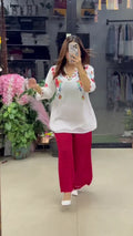 Red Women’s Stylish Printed Co-ord Set