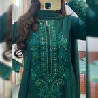 Iravati Morni Green Embroidered Frock Set