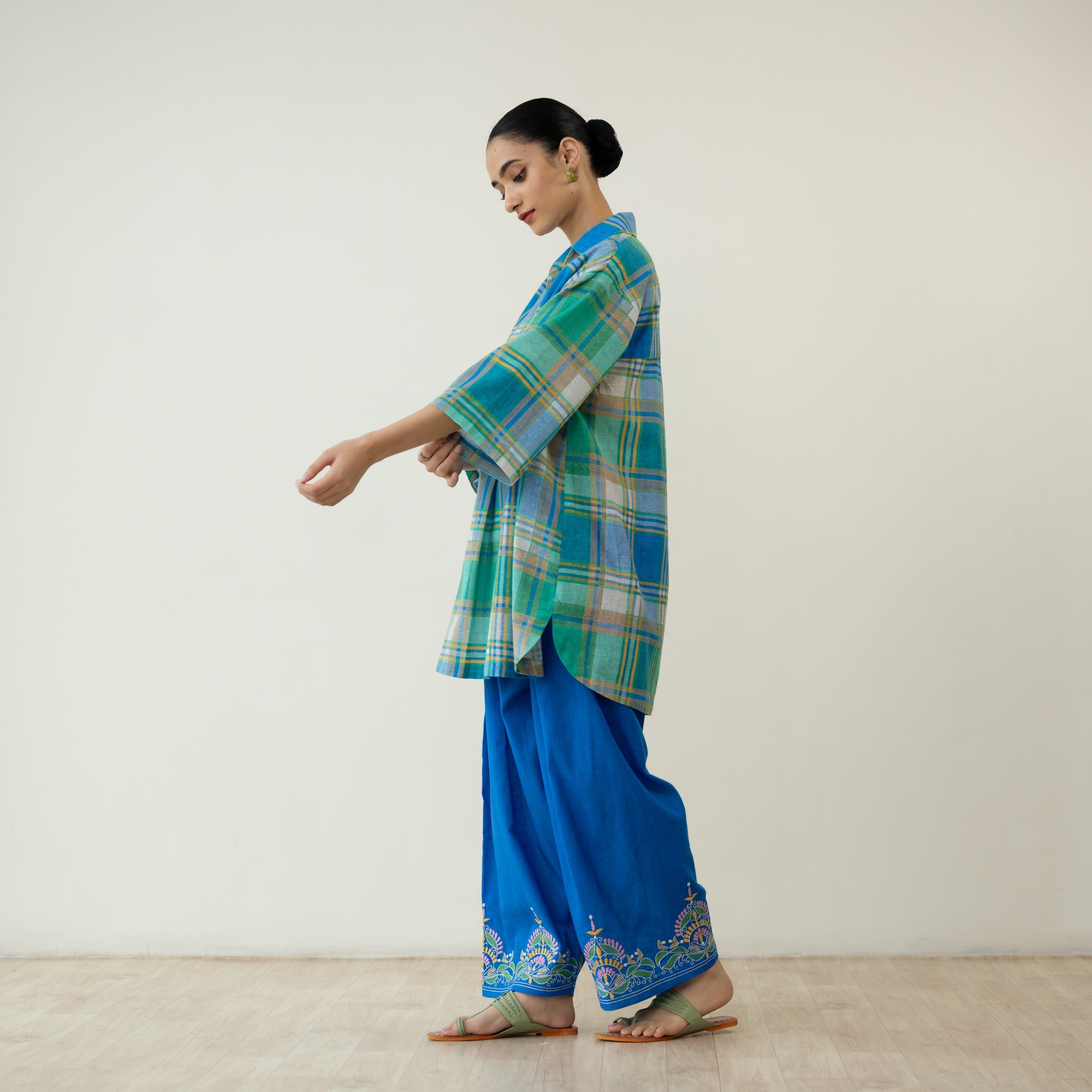Zoya Blue Plaid Cotton Co-ord Set