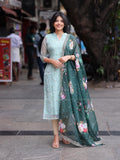 Ishvika Turquoise Organza Top Set