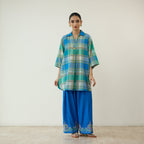 Zoya Blue Plaid Cotton Co-ord Set