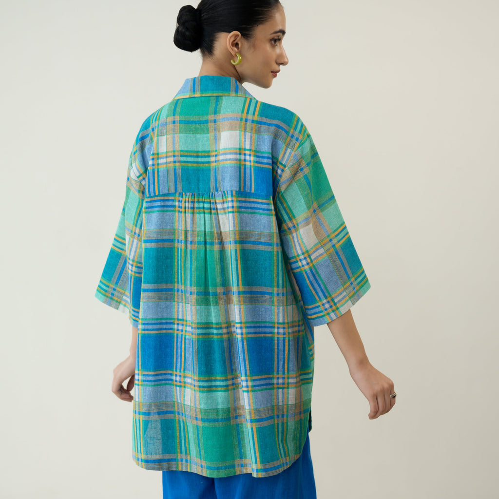 Zoya Blue Plaid Cotton Co-ord Set