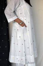 Pearl White Jamdani Phiran with Off White Pyjama