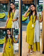 Pallavi Shrungar Yellow Cotton Suit Set