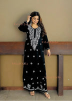 Gitanjali Black Cotton Chikankari Straight Kurta Set