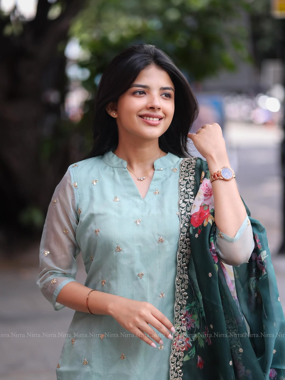 Ishvika Turquoise Organza Top Set