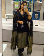 Bhoomika Shrungar Black Raw Silk Suit Set