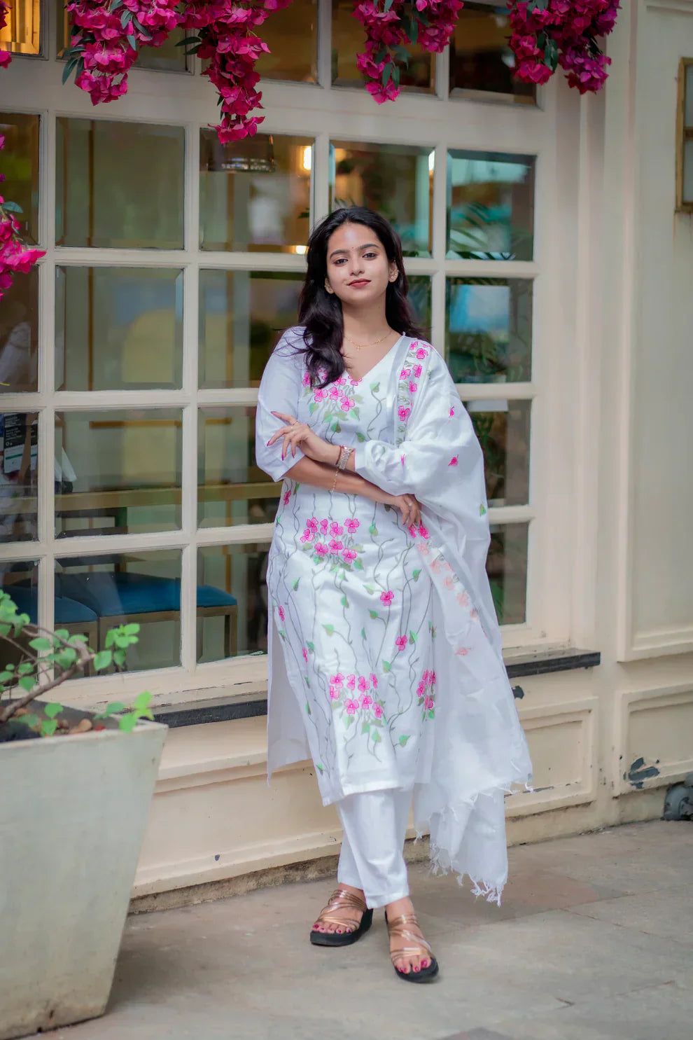 Hridika White Cotton Kurta Set