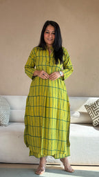 Brinda Ajrakh Handblock Kurta In Cotton - Green