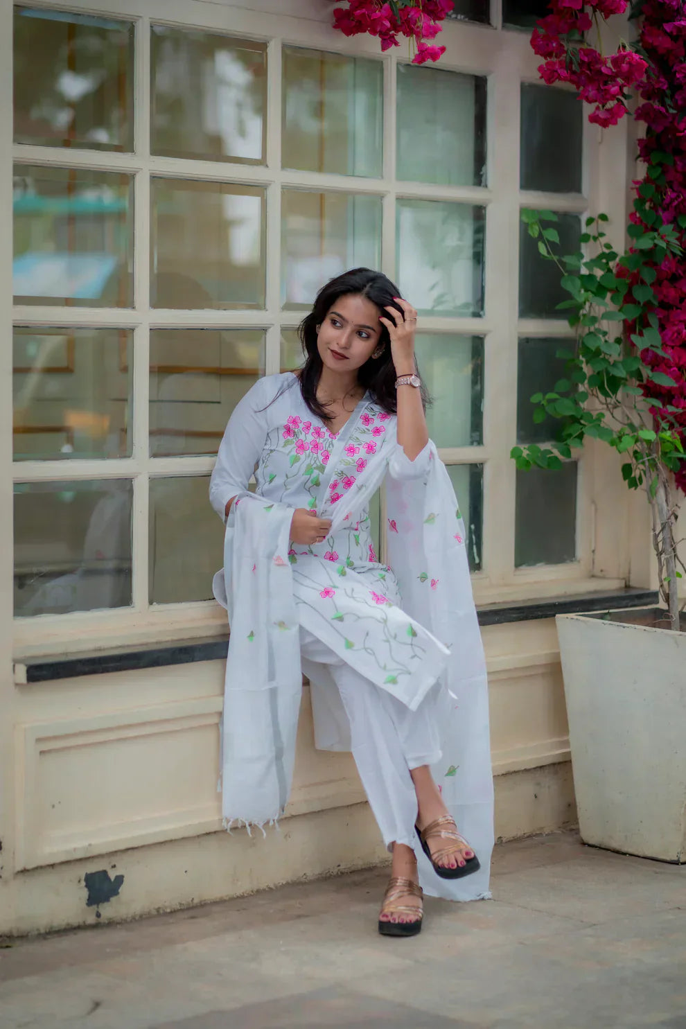 Hridika White Cotton Kurta Set