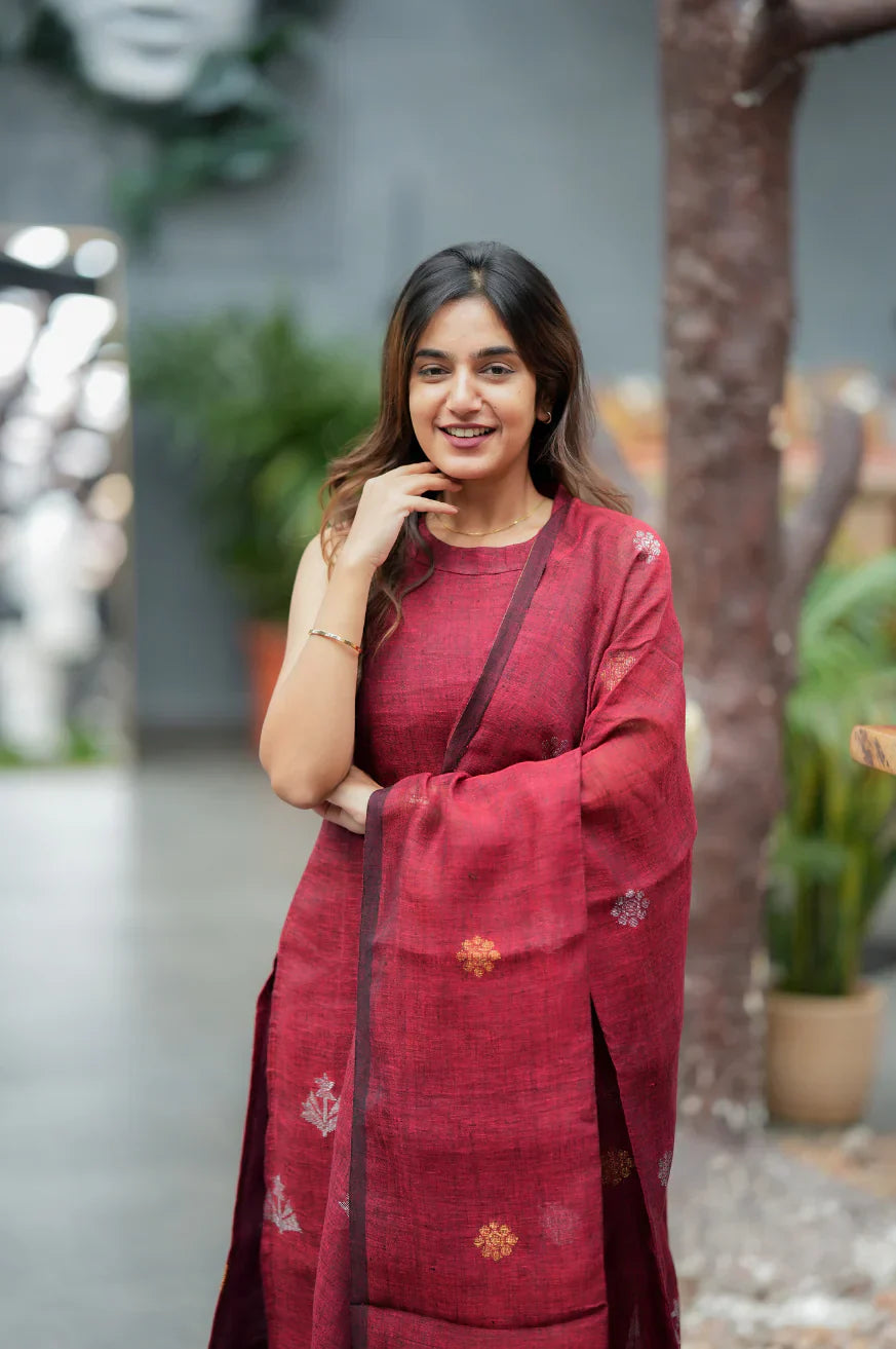 Charvi Lemon Cotton Suit Set