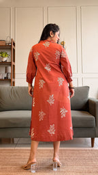 Julian Cotton Midi Dress - Rust