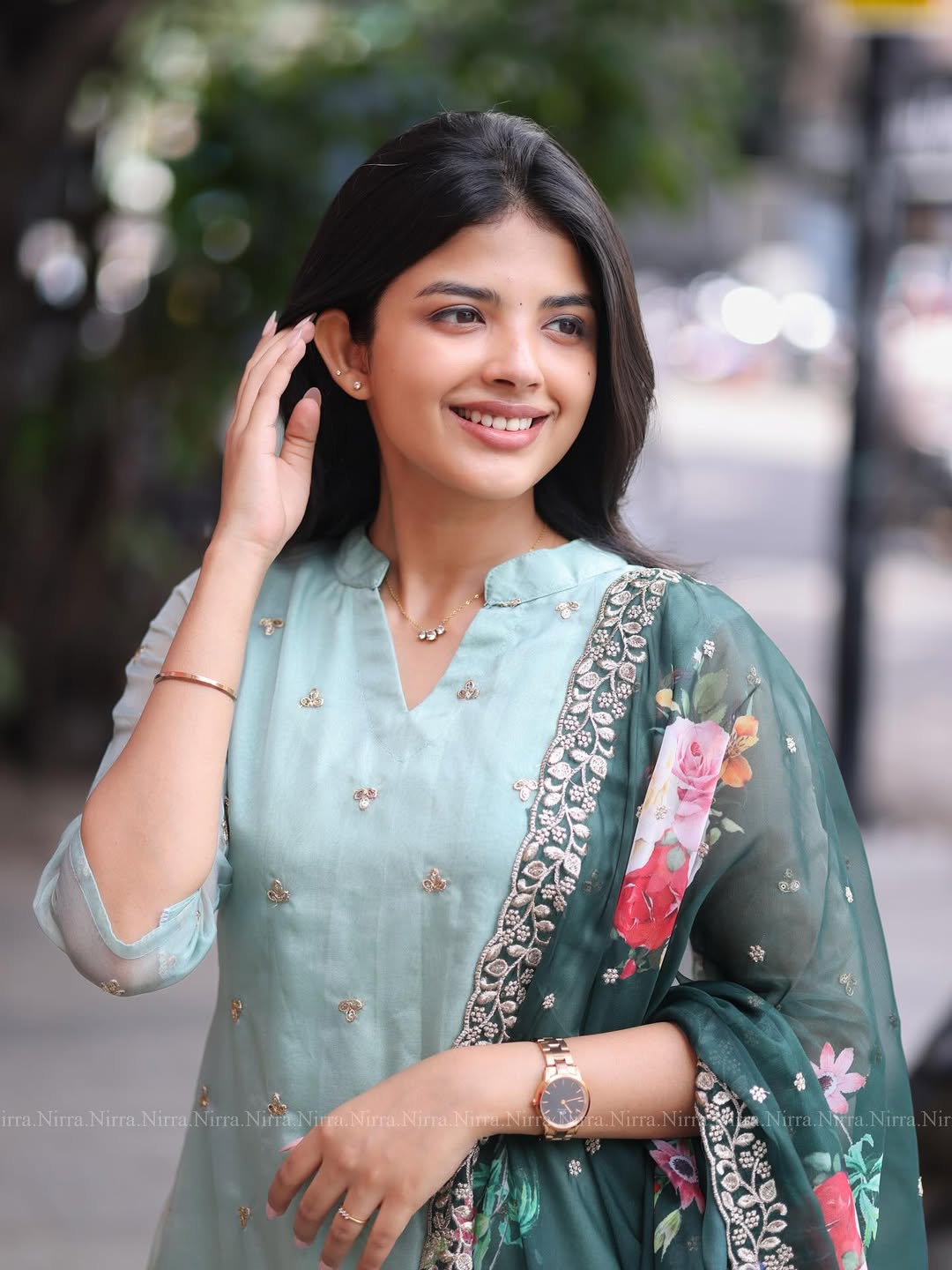 Ishvika Turquoise Organza Top Set