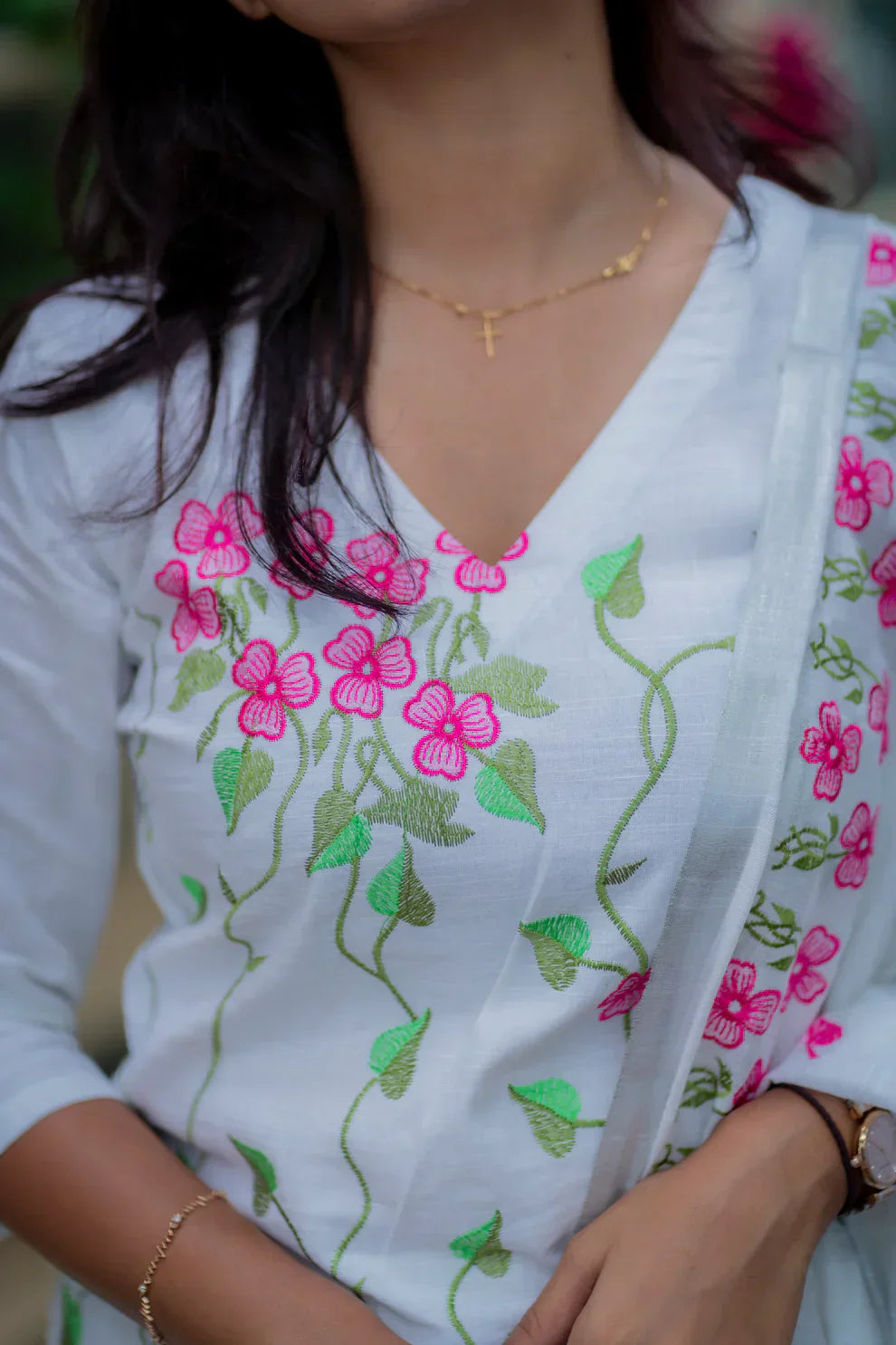 Hridika White Cotton Kurta Set