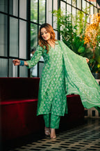 Lime Dabu Straight Suit Set