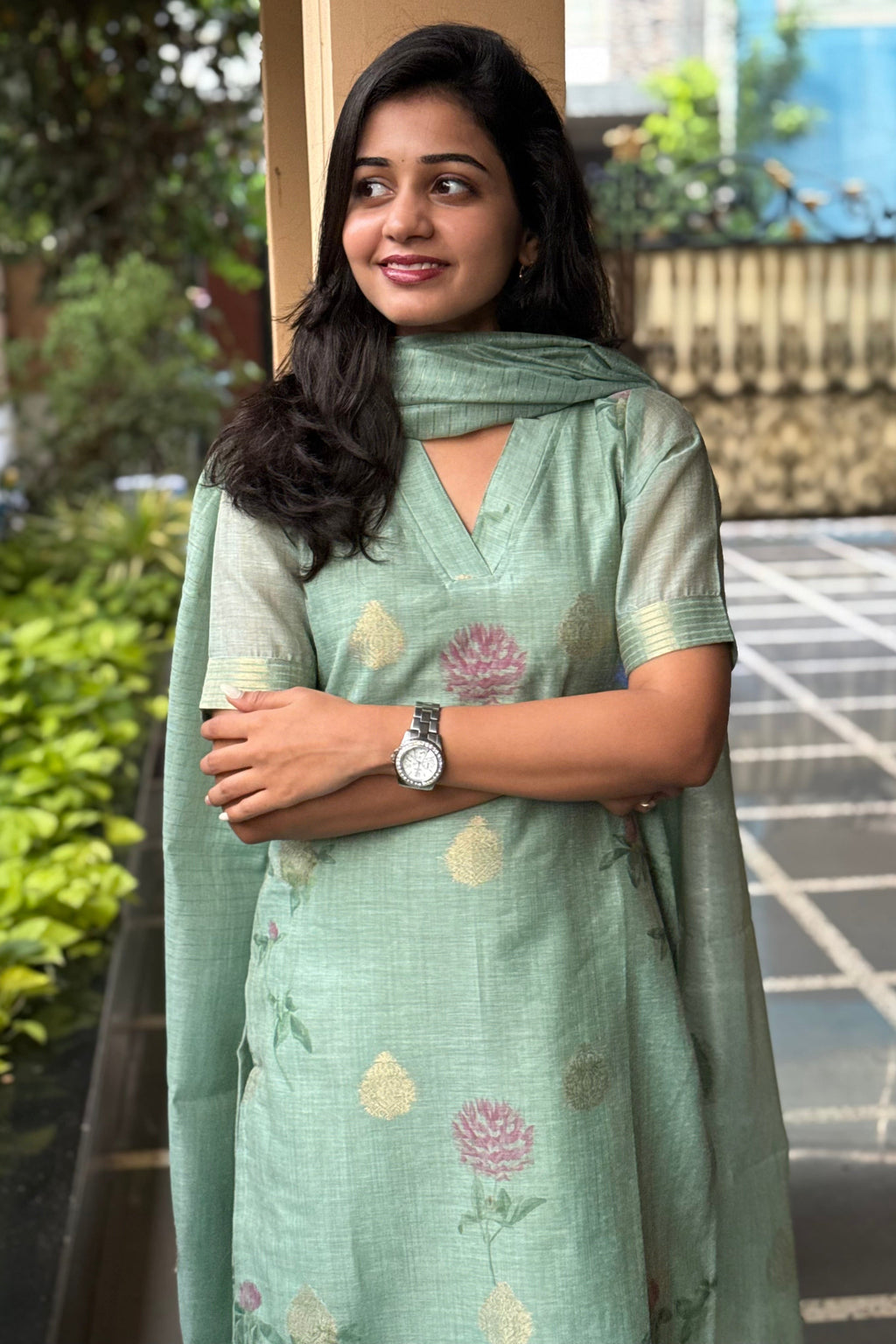 Tissue silk kurti and dupatta