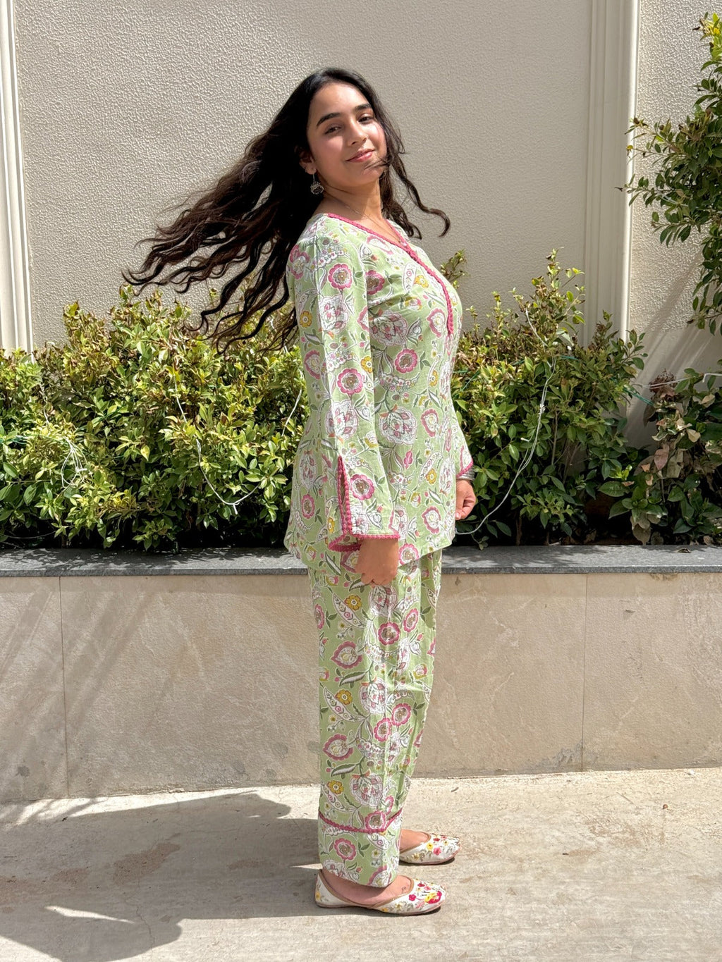 Green floral Farshi Salwar Set