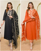 Black Kalamkari Pearl Cotton Suit