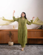 Reeva Olive Green Georgette Kurta Set