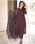 Nisha Wine Cotton Kurti Pant Dupatta Set
