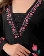Black Lotus Cotton A Line Kurta Palazzo Set