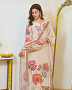 Ivory Gulbahaar Natural Crepe Handwork Festive Suit