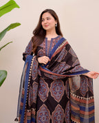 Black Ajrak Printed Cotton Suit
