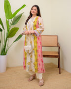 Vintage Floral Daydream Pintex A Line Kurta Set