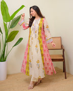 Vintage Floral Daydream Pintex A Line Kurta Set