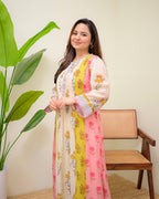 Vintage Floral Daydream Pintex A Line Kurta Set