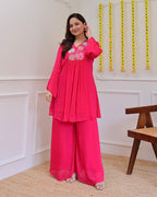 Pink Handwork Chinnon Festive Co-ord