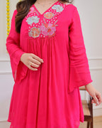 Pink Handwork Chinnon Festive Co-ord