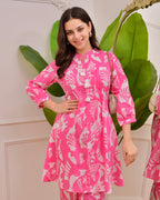 Pink Abstract Pintex Cotton Co-ord