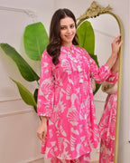 Pink Abstract Pintex Cotton Co-ord