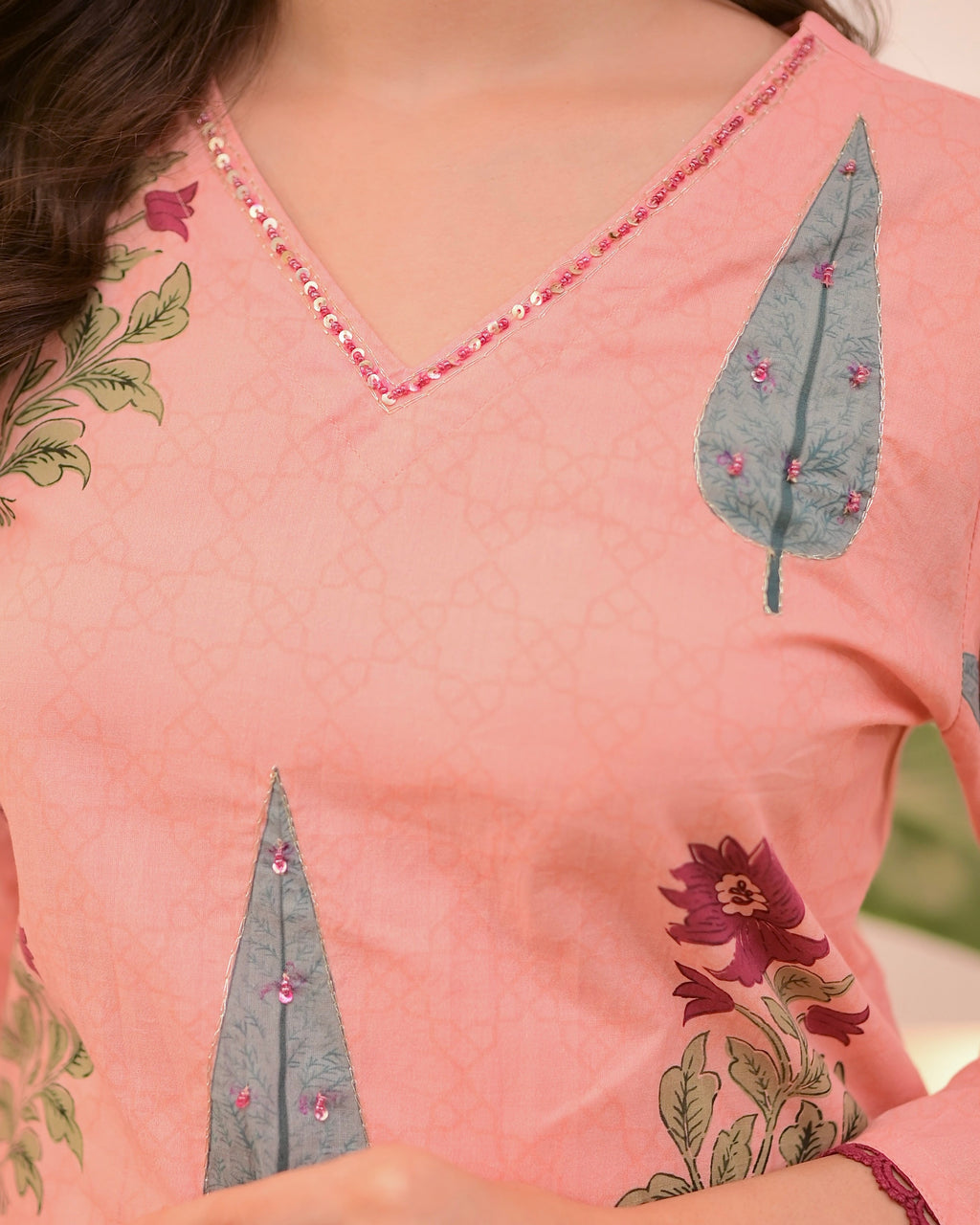 Peach Blossom Handwork Cotton Suit
