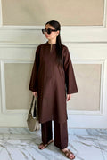 Mocha Luxe - 2 PC Stitched Pret