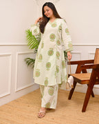 Mint Gulbahar A Line Cotton Kurta Set