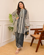 Midnight Gala Geometric Festive Crepe Co-ord