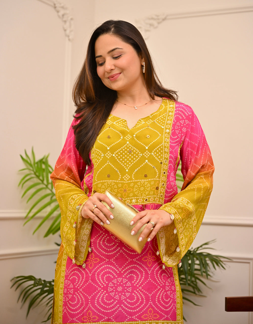 Gul Panna Bandhani Festive Crepe Co-ord