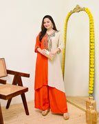 Coral Ivory Natural Crepe Handwork Co-ord