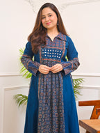 Sapphire Raas Ajrakh Mirrorwork Cotton Kurta Dress
