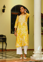 Riya Yellow Mulmul Printed Kurta