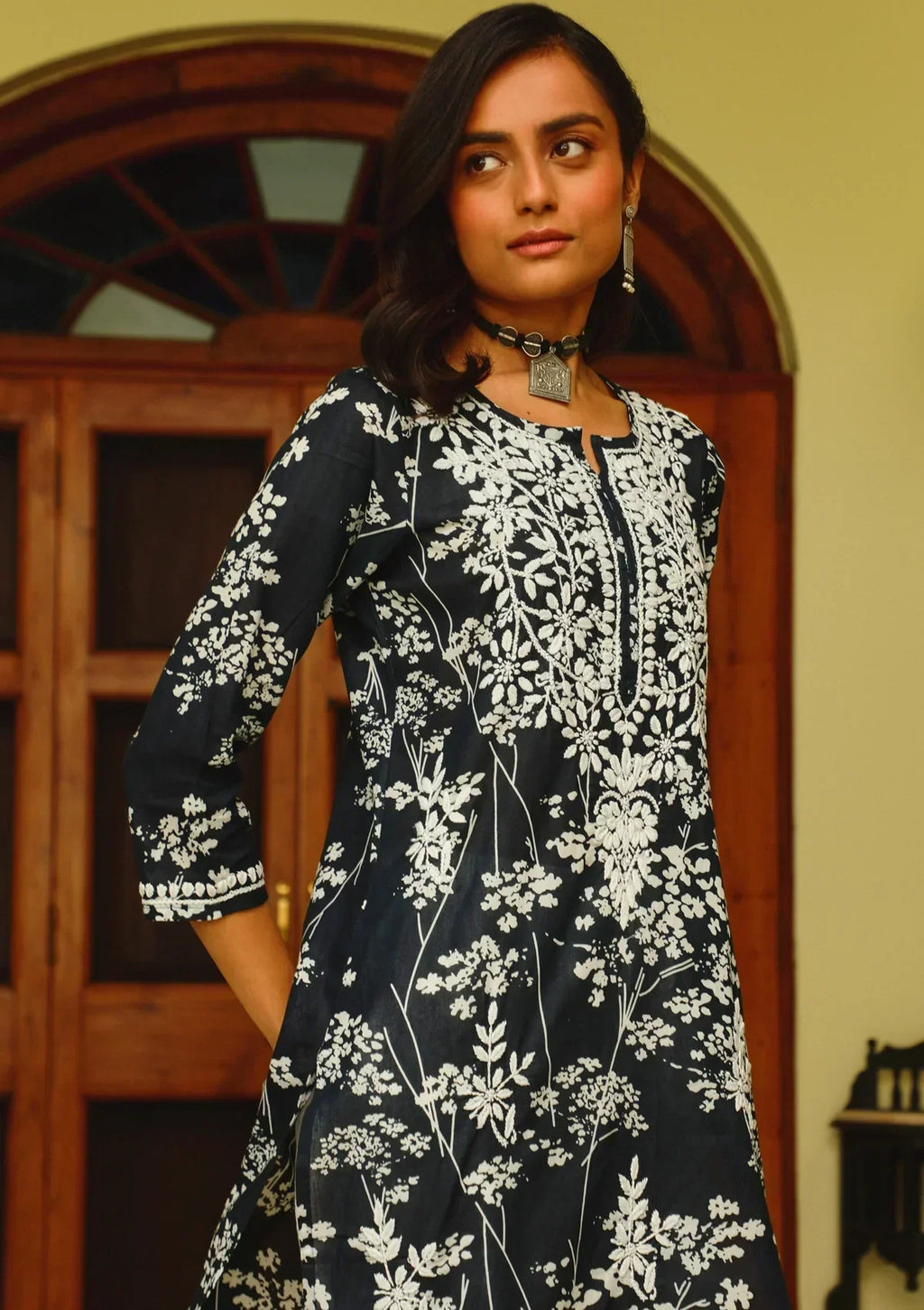 Anaya White Chikankari Mulmul Kurta