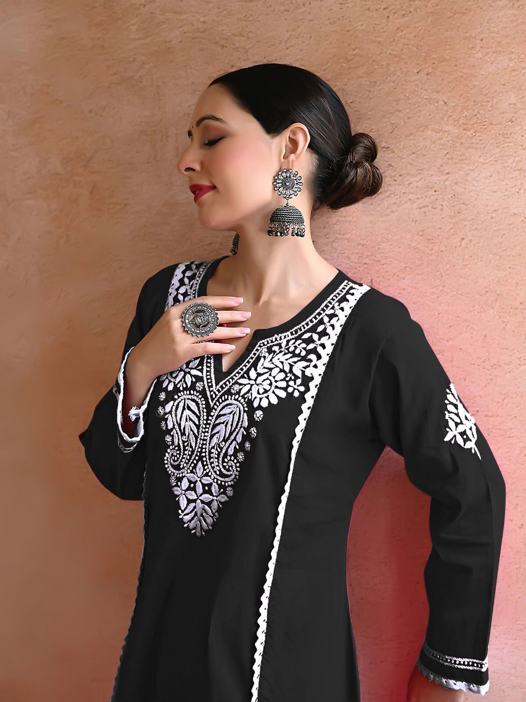 Wamika Onyx Black Chikankari Kurti Pant Set