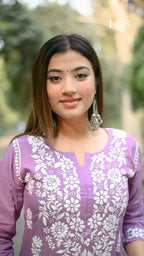 Aaloka Purple Chikankari Kurti Pant Set