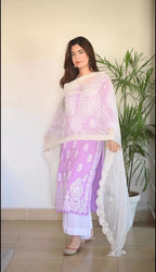 Zinal Purple Chikankari Kurti Pant Set