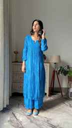 Tavishi Blue Chikankari Kurta Palazzo Set