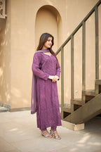 Aarika Purple Georgette Straight Kurta Set