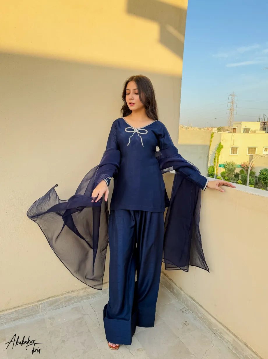 Tanvi Navy Blue Embellished Kurta Set